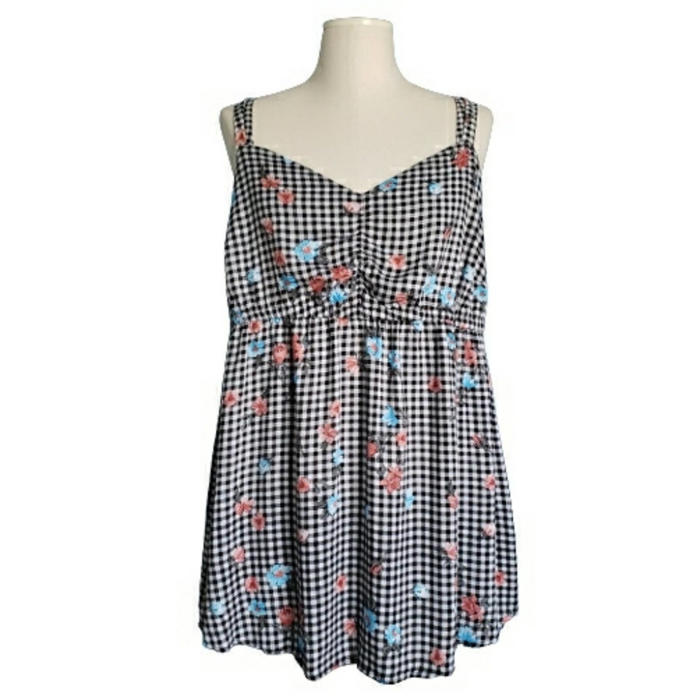 Torrid Gingham Floral Challis Babydoll Cami
